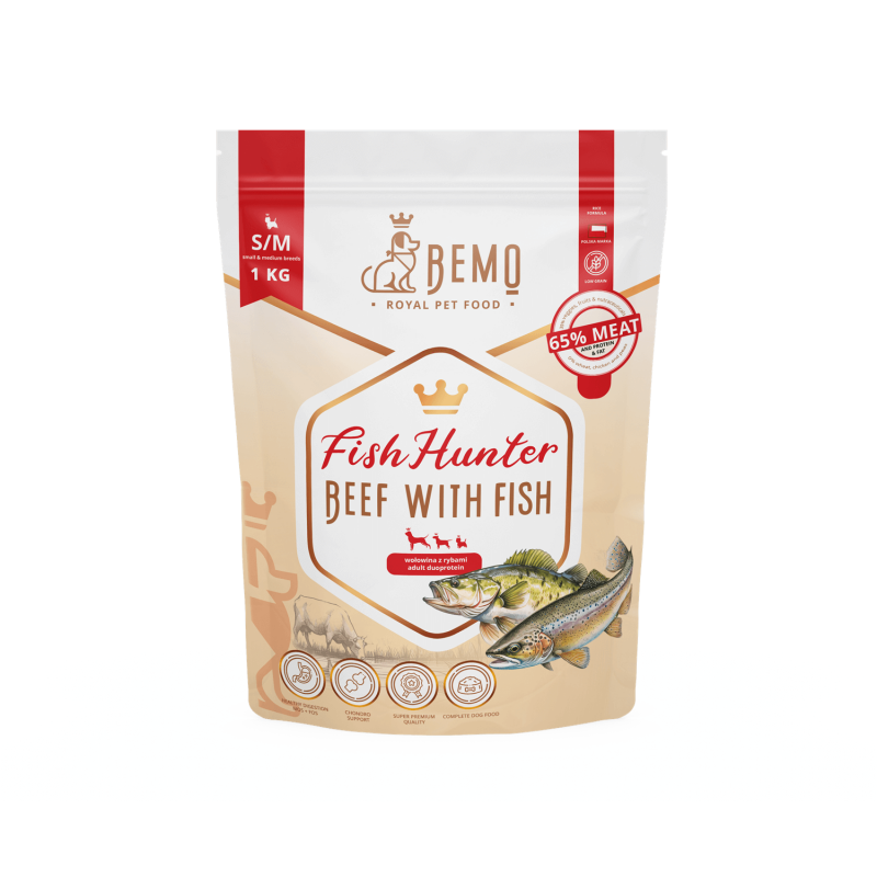 Bemo Fish Hunter - karma sucha dla psów dorosłych z wołowiną i rybą Bemo Fish Hunter - karma sucha dla psów dorosłych z wołowiną i rybą