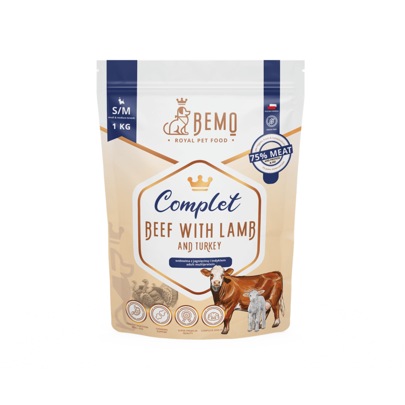 Bemo Complet - multiproteinowa karma sucha dla psa z wołowiną, indykiem i jagnięciną Bemo Complet - multiproteinowa karma sucha dla psa z wołowiną, indykiem i jagnięciną