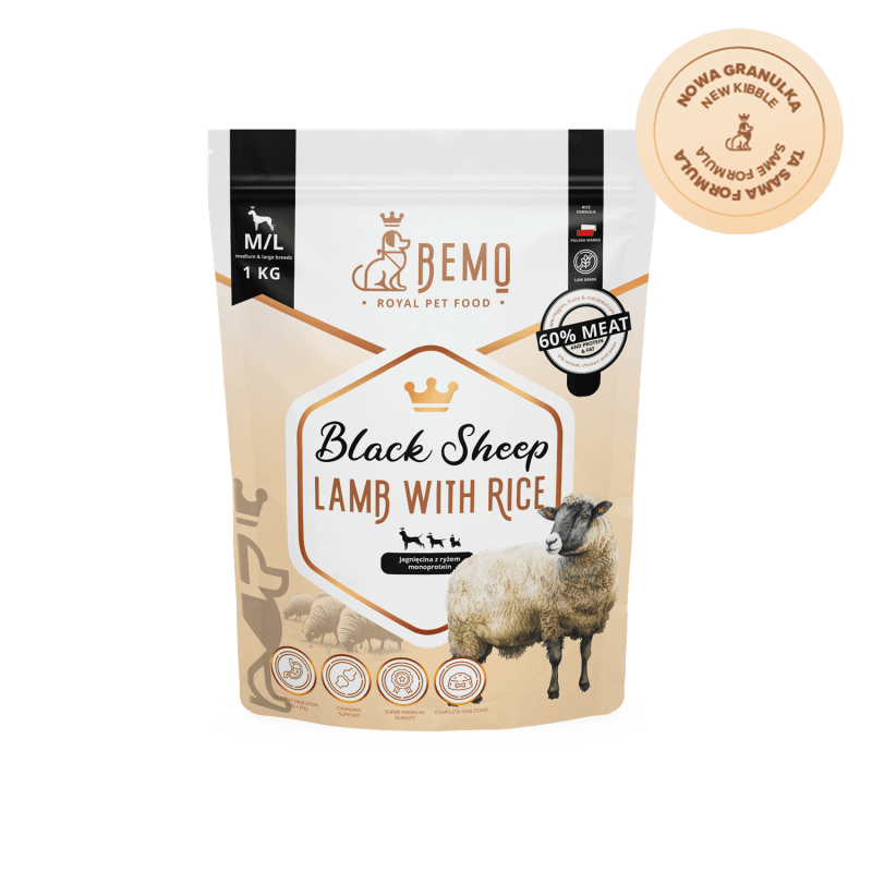 Bemo Black Sheep - monoproteinowa karma sucha dla psów dorosłych z jagnięciną Bemo Black Sheep - monoproteinowa karma sucha dla psów dorosłych z jagnięciną