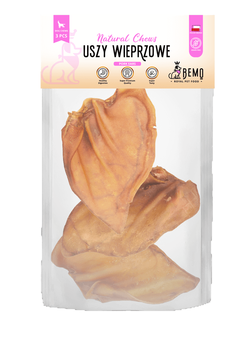 Bemo Pork Ears - suszone uszy wieprzowe - naturalny gryzak dla psa